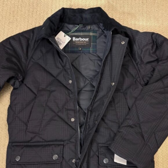 Barbour Premium BEDALE Houndstooth Quilted Jacket DK Navy MSRP$435 British Class - Picture 3 of 16